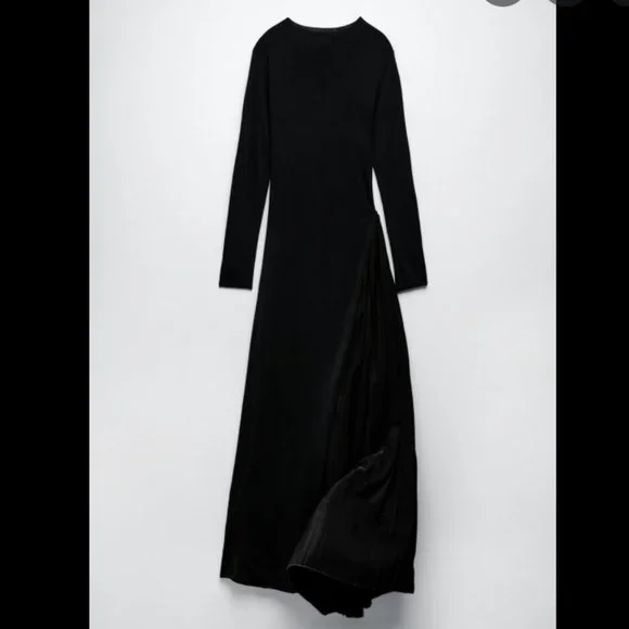 ZARA COLLECTION BLACK KNIT BANDAGE CONTRAST MAXI DRESS $89.90 - Picture 9 of 12